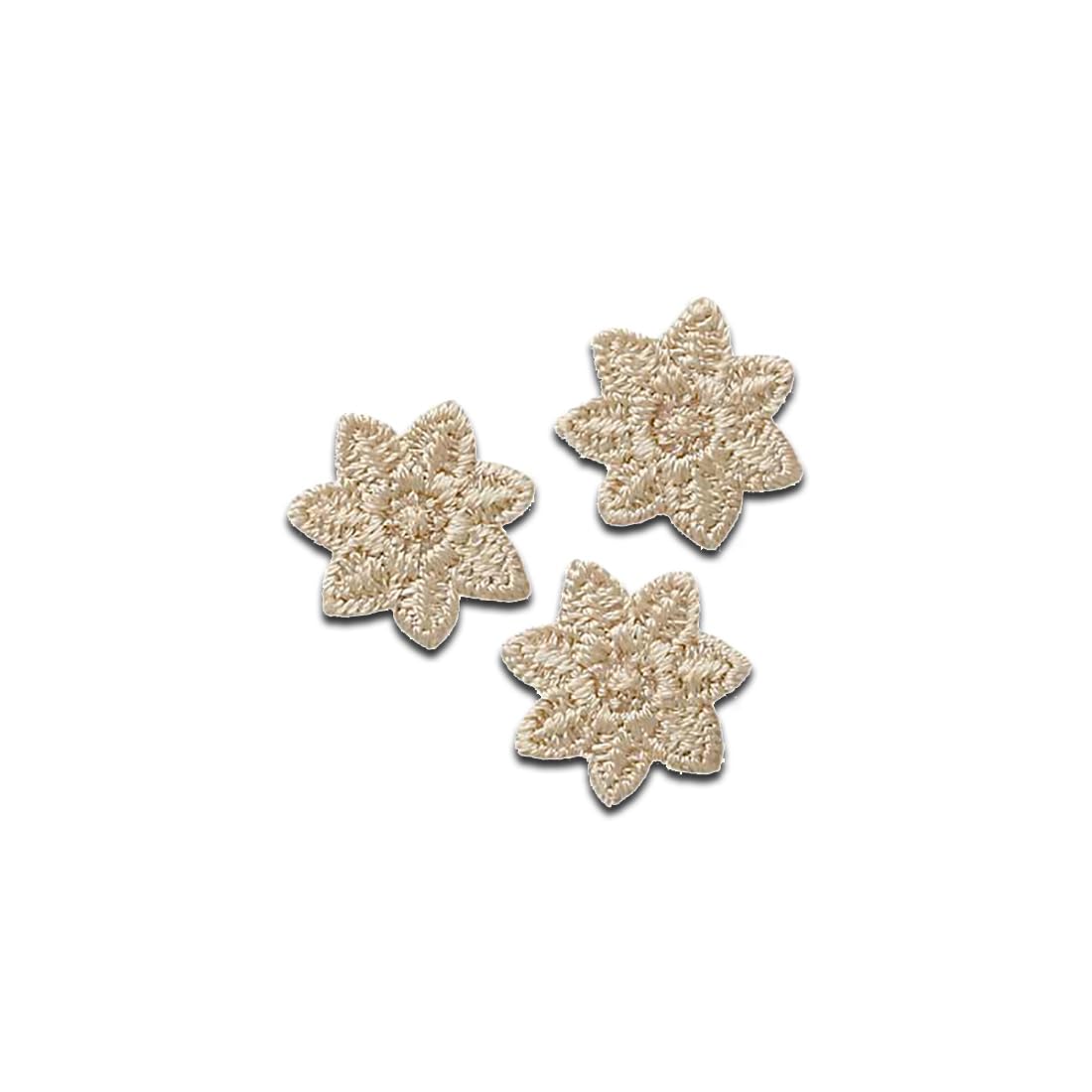 Mono-Quick 3 beige sterretjes - Lapjes Appliqués overdrukplaatjes Applicaties opnaaien opstrijken Lap Patches, Maat: 1,5 x 1,5 cm