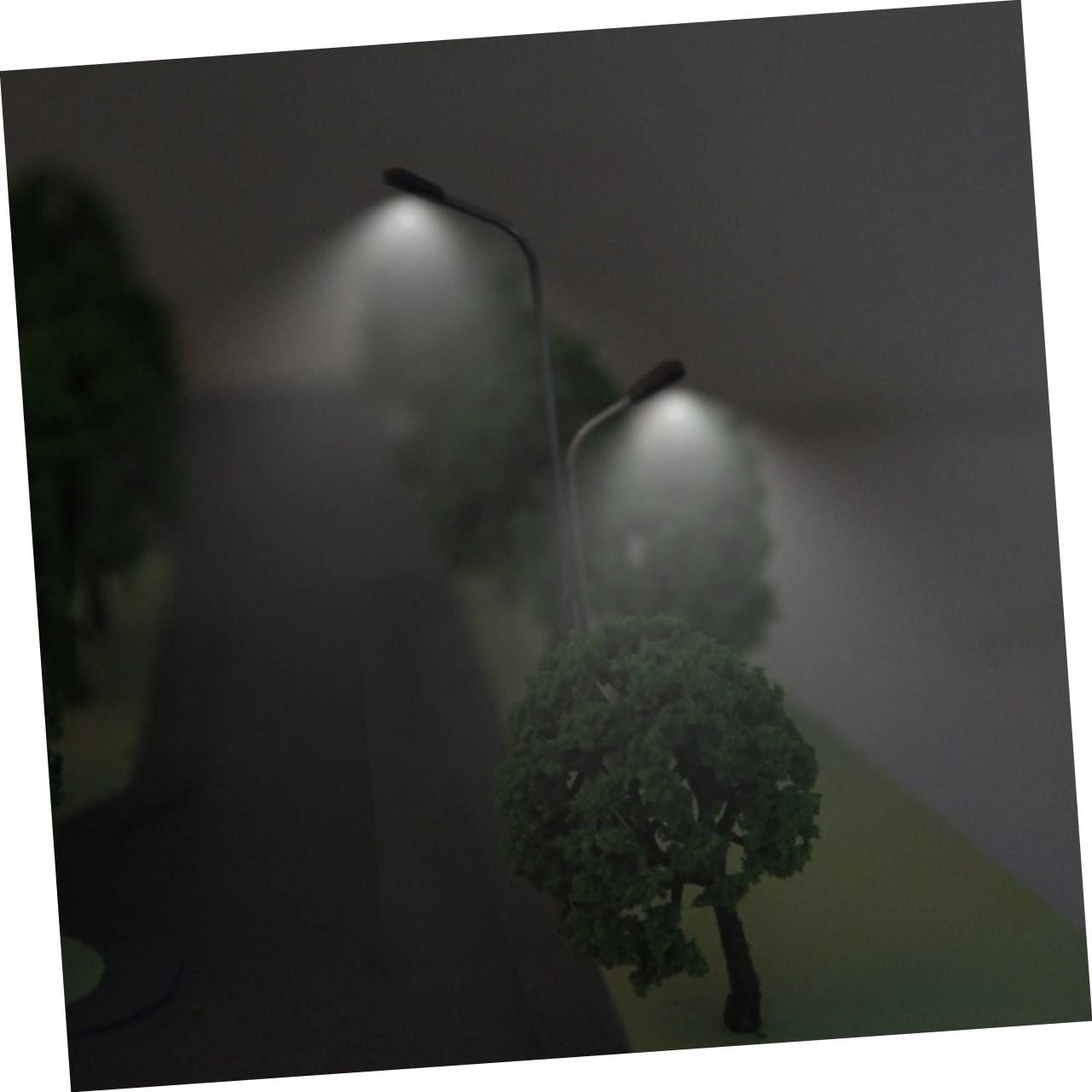 Sewroro Solar-Powered 1:150 Scale Model Street Lamp Light Fixture with Dual Heads 10 Pack
