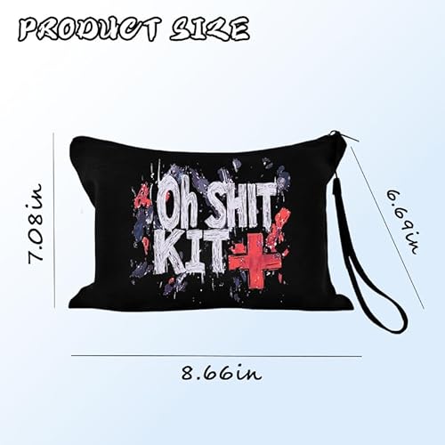Sisadodo Funny Medication Bag Organiser for Women Men Oh Shit Kit Print Emergency Kit Bag for School Wedding Travel Zip First Aid Pouch for Pills Medicine Portable Medicine Pouches for Handbag Bags