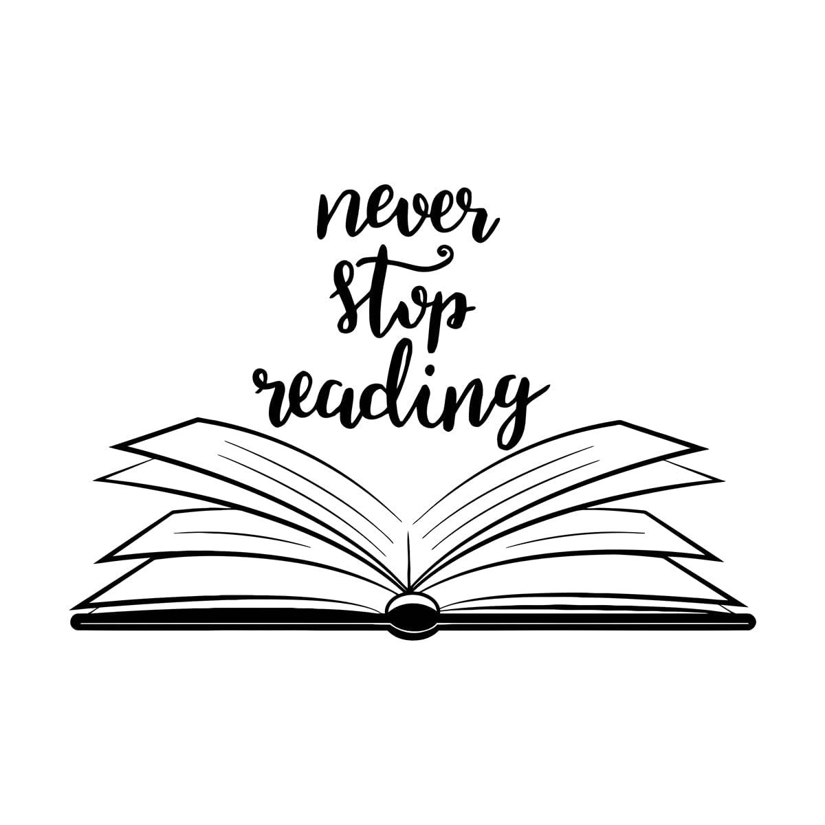 Lettering Decals Open Book Quote Reading Library 48x72.3cm Waterproof Black