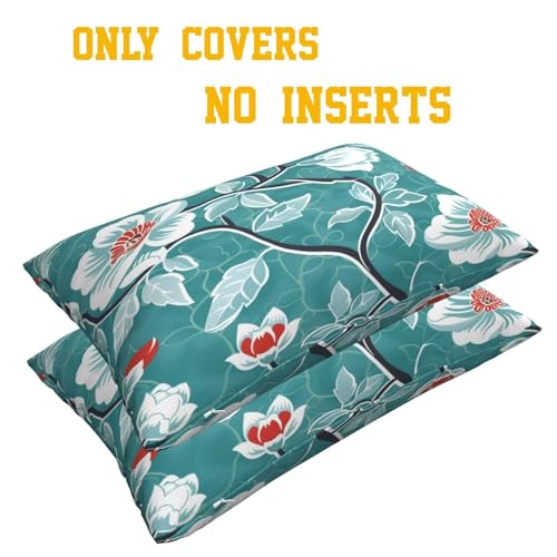 Housse coussin 60x80 cm gris vert fleur rectangulaire lot de 2 - 5