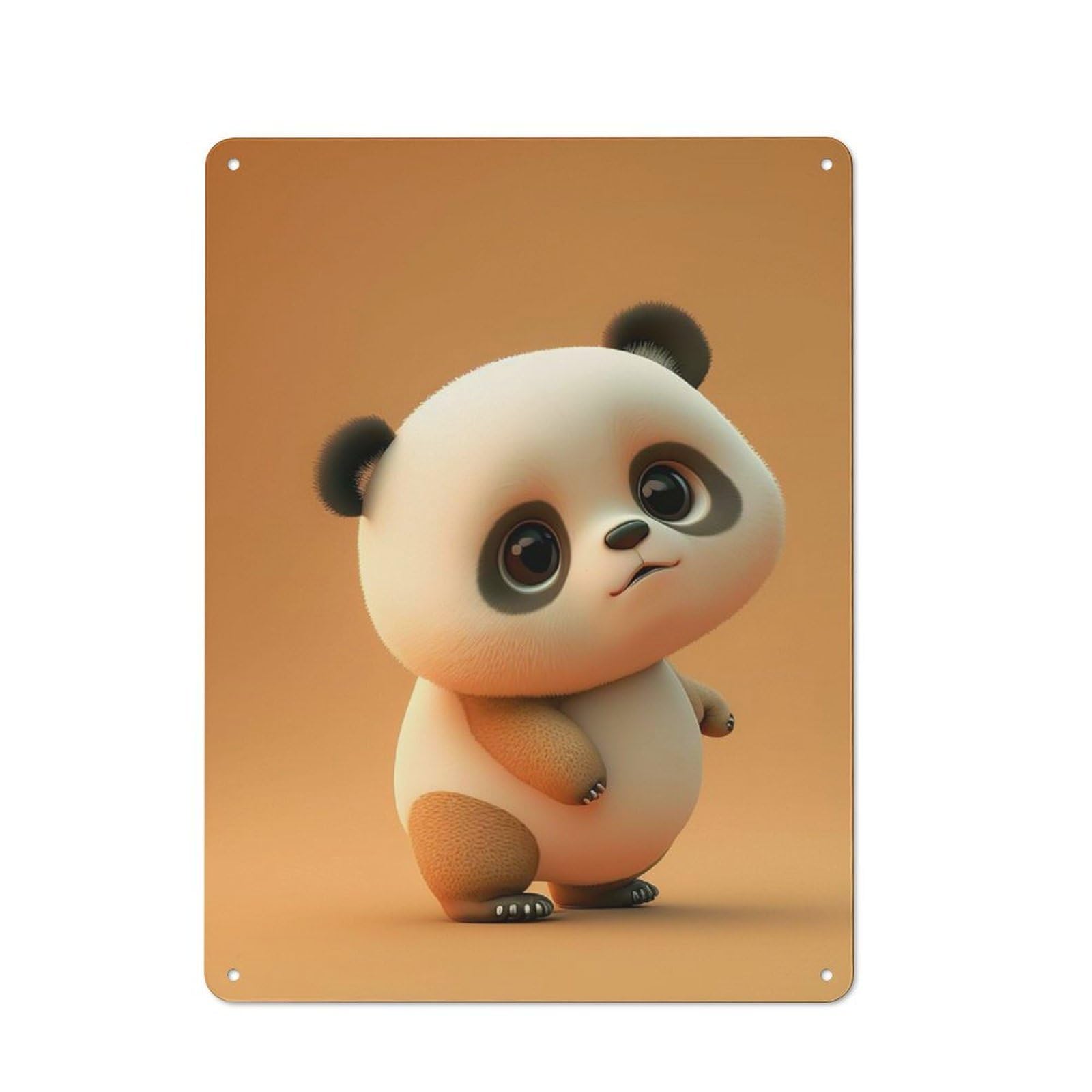 Junmoney Cute Baby White Panda Retro Metal Wall Sign 40X30cm For Studio Or Craft Room, For Metal Sign Collectors, For Garage And Workshop Walls