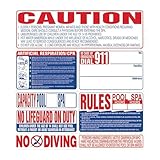8-in-1 California Pool Safety Sign | SI9000CA | Large 47' Commercial Pool & Spa Safety Compliance Sign | UV-Protected Outdoor Construction | Meets CA Code Requirements