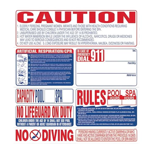 8-in-1 California Pool Safety Sign | SI9000CA | Large 47" Commercial Pool & Spa Safety Compliance Sign | UV-Protected Outdoor Construction | Meets CA Code Requirements
