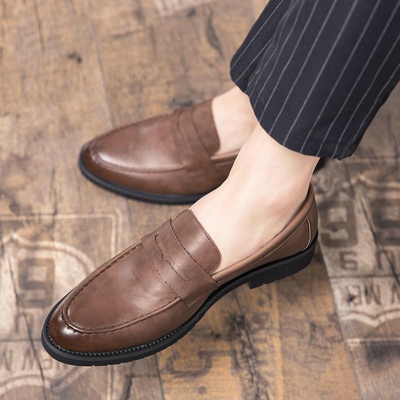 Mens Dress Formal Shoes Leather Slip On Breathable Casual Business Anti-Slip Dress3
