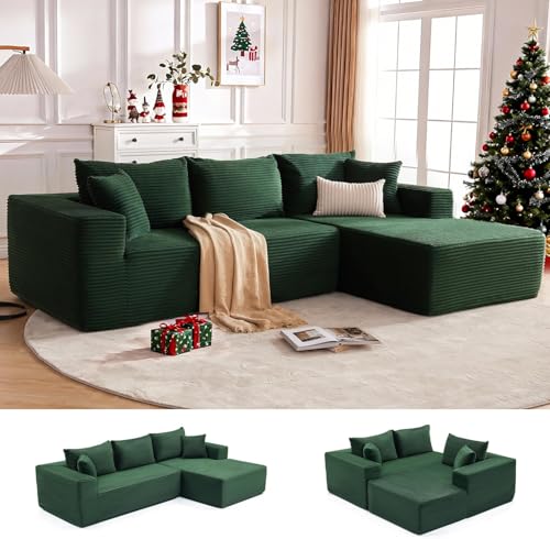 Mangodan 110” Cloud Sectional Couch, Boneless Sofa for