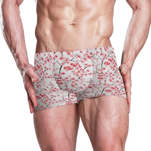 Pink Cherry Blossoms Mens Swim Trunk Swimwear Bathing Suit Swim Brief Square Leg Board Short S B04043202