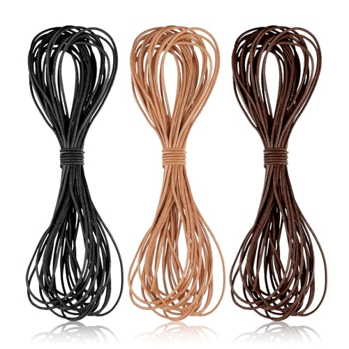 Deepton 3-Farben Lederband, 5m x 1mm für Ketten und Armbänder, Faux...