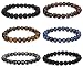 FIBO STEEL 6 Pcs 8MM Natural Healing Stone Bracelets for Men Women Beaded Bracelets Elastic,6A