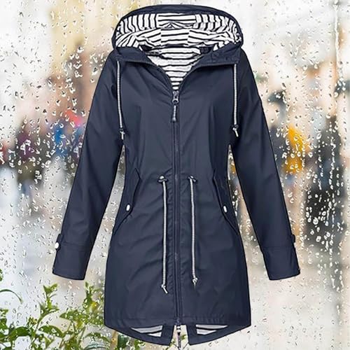 Chaqueta de tela para montañismo mujer abrigo senderismo impermeable con capucha 2