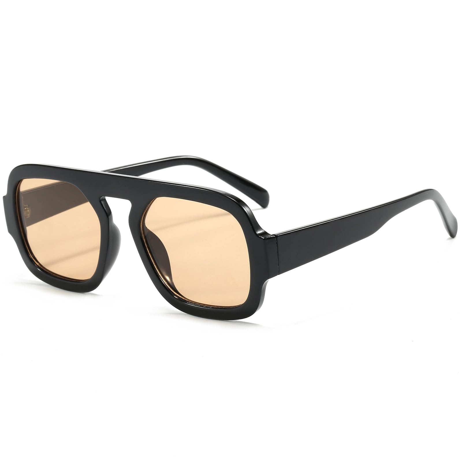 Long Keeper Retro Square Pilot Sunglasses for Women Men Aviation Square Sun Glasses Flat Top Rectangle 70s Vintage