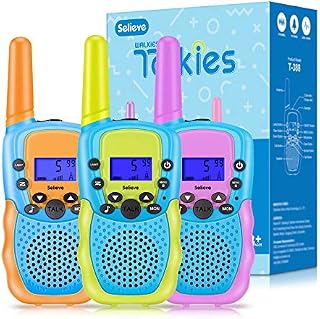 Toys for 3-12 Year Old Boys or Girls, Selieve Walkie Talkies Kids 3 Pack Outdoor Toys Long Range 8 Channels 2 Way Radio, Gifts for 3-8 Year Old Boys or Girls (Orange)