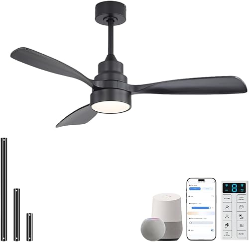 Miniatura 22 de Sofucor Ventilador de techo de 60 pulgadas con luces, control remoto, aspas de nogal, luz regulable, reversible, motor de CC, ventiladores de techo