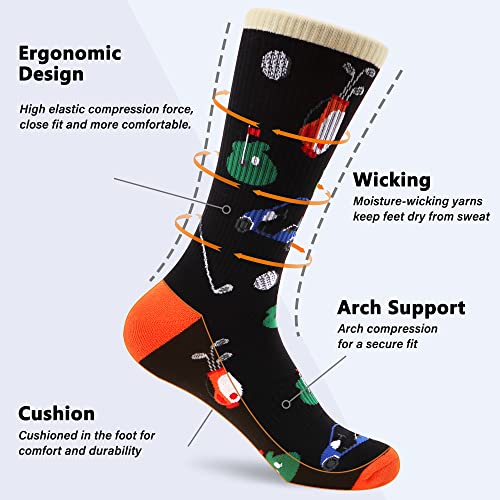 Wecibor Men's Crew Work Funny Pattern Golf Cushioned Cotton Casual Thremal Calf Socks 4 Packs #TOP1