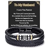 BMMYE Gifts for Husband Mens Leather Bracelets Personalised Men's Bracelets