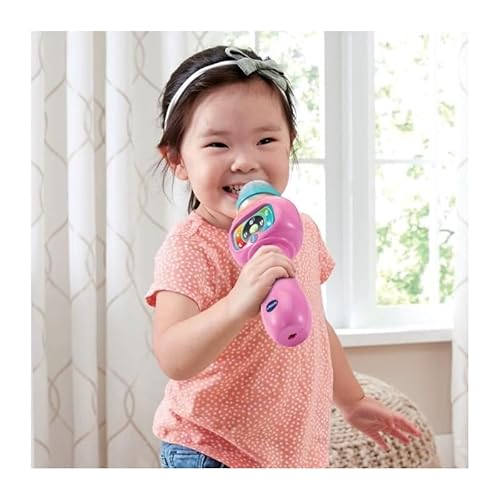 VTech - Super Micro Magic'Fun Rose, Microphone Karaoké Enfant sans Fil, Micro Bluetooth Lumineux Qui Modifie la Voix et Change de Couleur, Jouet Musical, Cadeau Enfant Dès 2 Ans - Contenu en Français