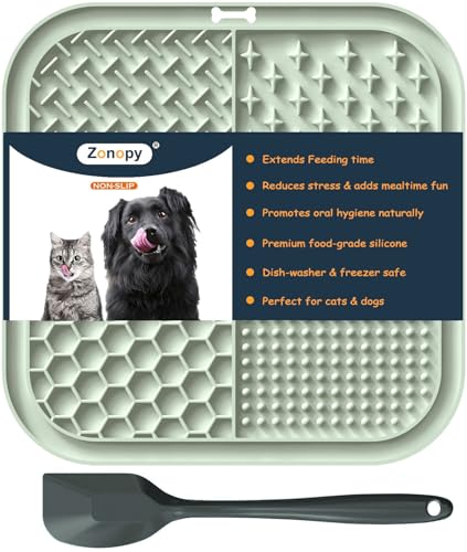 Zonopy Licking Mat for Dogs & Cats with Suction Cups, 1 Pack Square Dog Slow Feeder Lick Pat for...