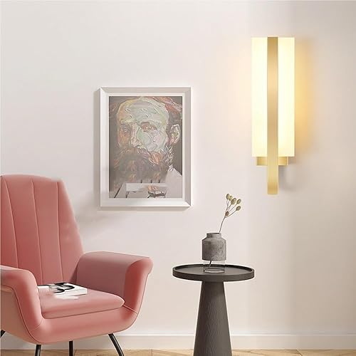 Miniatura 2 de Nordic - Luces de pared retro de metal con acabado de latón, 10 W, lámparas de tocador para interiores con pantalla acrílica, luces montadas en la