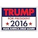 Political Campaign Yard Sign w/Ground Stake - Donald Trump 2016 President - 18" x 12"