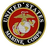 Neletao United States Marines Logo Metal Sign Marines Wall Decor, 12 Inch Round Marines Emblem, US Military Service Branch Wall Decorr (Red)
