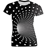 Wtiqlky 3D Vortex 3D Printed T-Shirts Short Sleeve Graphic Tee Shirts for Women