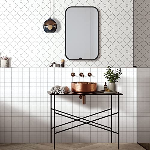 Backsplash Tile For Kitchen Peel And Stick, Stone Plastic Composite Self Adhesive Tiles Square Mosaic Wall Tile For Kitchen, 8.98 X 8.98 X 0.16 Inch,20 Sheets White #TOP1