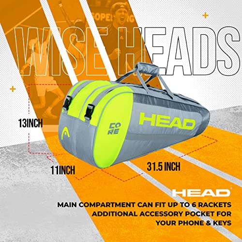 Head Core 6R Combi Tennis Racquet Bag - 6 Racket Tennis Equipment Duffle Bag #TOP2