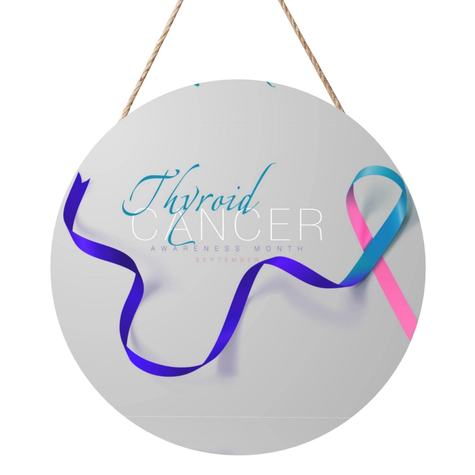 Thyroid Cancer Awareness Month Door Signs Plaques Wood Welcome Sign For Front Door Wall Hanging For Home Farmhouse Office Classroom Party Decoration