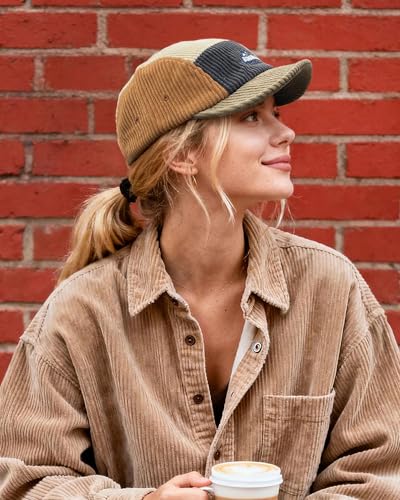 Clakllie Corduroy Short Peak Cap for Men Short Brim Baseball Caps Snapback 5 Panel Cap Golf Dad Hat Running Hats,DOTB2-Dark Gray