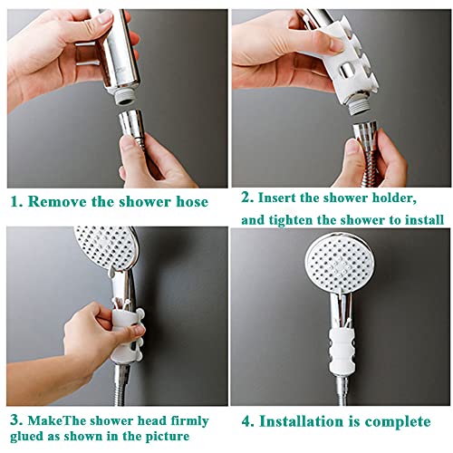 4 Pack Vacuum Suction Cup Shower Head Holders, Junvaia Silicone Strong Suction & Waterproof Showerhead Holder, Bathroom Handheld Shower Holder, Removable Wall Mounted Suction Bracket (2 White, 2 Grey) - image 4