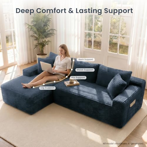 95" Modular Sectional Sofa, Boneless Chaise L-Shaped Couch for Living Room - image 4
