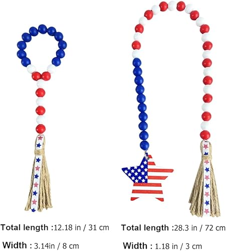 Miniatura 2 de Operitacx Cuentas decorativas para decoración del hogar, 2 piezas, guirnalda de cuentas de madera, colgante de borla para decoración de puerta de