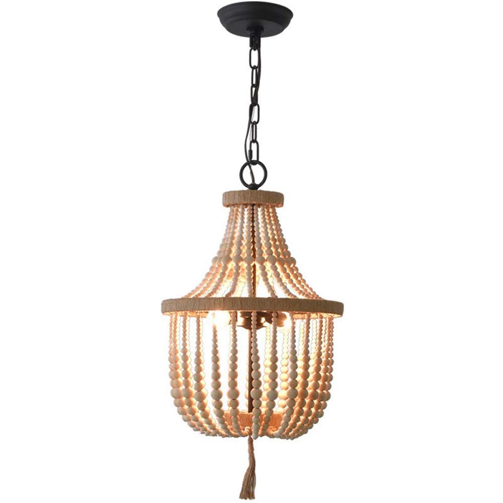 Suspension bois clair antique et lustre rétro noir pour décoration industrielle