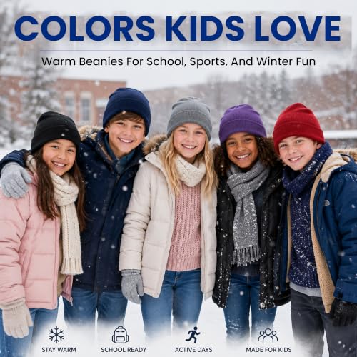 Image of YACHT & SMITH Kids Winter Beanie Hat Bulk Pack Warm Acrylic Cap