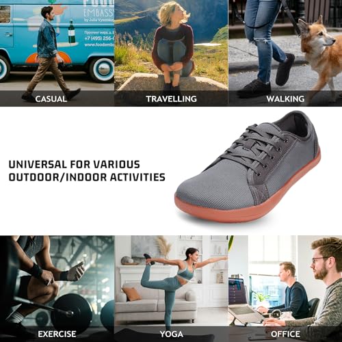Image of ZVC Barefoot Shoes Men Wide Toe Box Shoes Knitted Zero Drop Sole Sneakers for Mens Minimalist Footwear