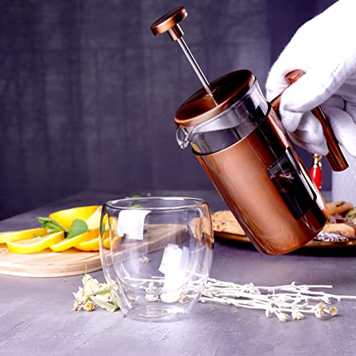 Karaca Borosilicate Glass Copper French Press, 350Ml, Copper Silver - 2