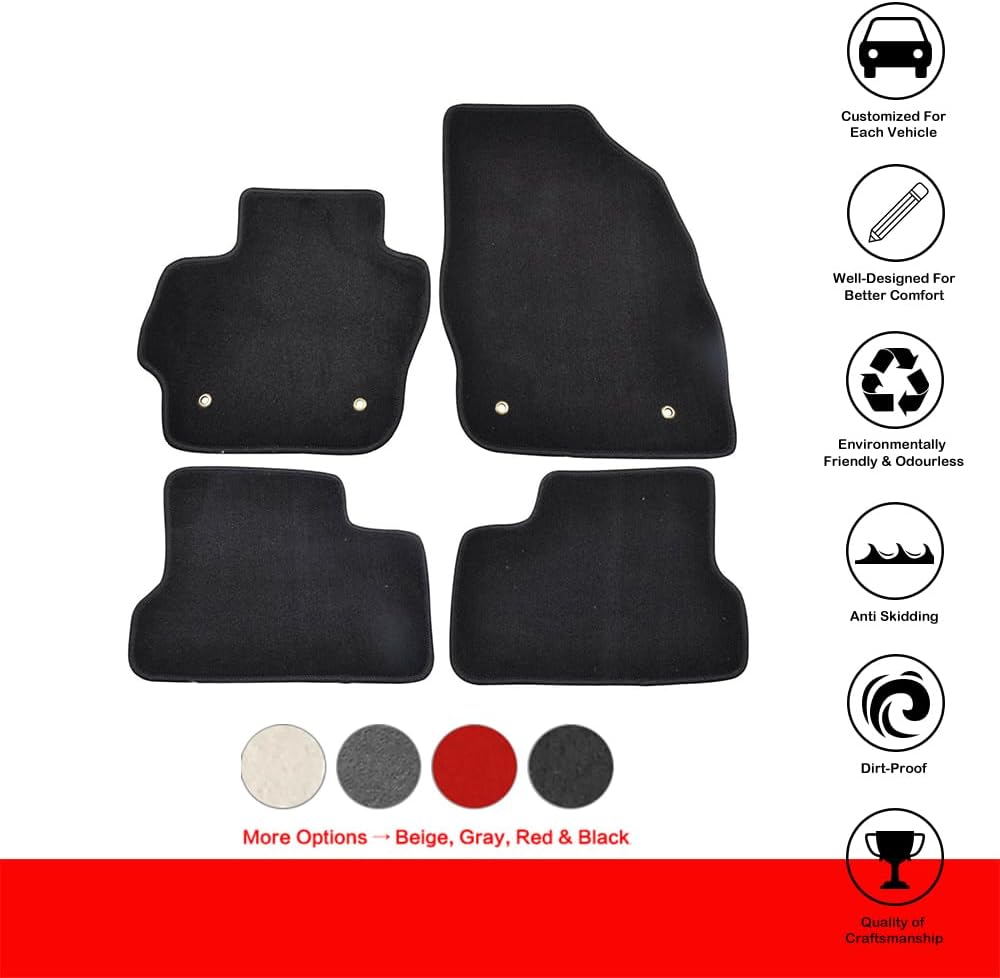 Floor Mats Compatible with 2010-2013 Mazda 3, Factory Fitment Car Floor Mats Front & Rear Nylon by IKON MOTORSPORTS, 2011 2012