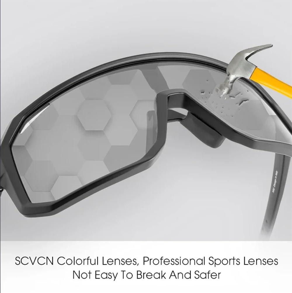 Lunettes De Soleil De Cyclisme Photochromiques UV400 pour Hommes Lunettes De Sport De Course À Pied pour Femmes Lunettes De Route