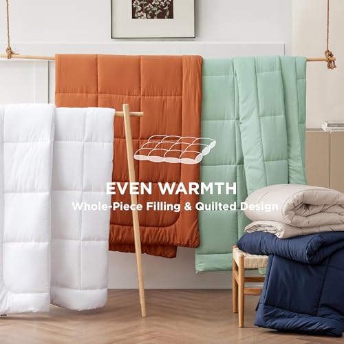 Image of Bedsure Comforter Duvet Insert - Quilted Comforters Full Size, All Season Duvet, Down Alternative Bedding, with 8 Tabs, Gifts for Women /Men, Olive Green, Full 86 x 82 Inches