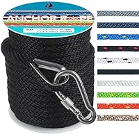MARINE SYSTEM Made 3/8 Inch 100FT 150FT Premium Solid Braid MFP Grey Anchor Line Braided Anchor Rope/Line With Stainless Steel Thimble And Shackle - View #6