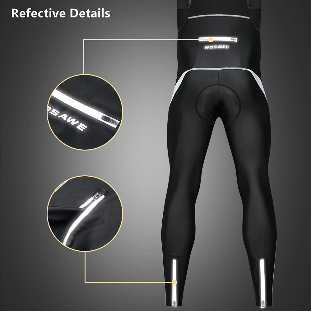 WOSAWE Homme Pantalons de Cycliste Cuissard Respirant Gel 4D Rembourré Collant à Bretelles de Cyclisme (Cuissards