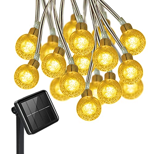 Solar String Light Outdoor,16ft 50LED Crystal Globe Lights,8 Modes Waterproof Bulb String Lights for Home,Garden,Patio,Wedding,Party Outdoor Wall Decoration