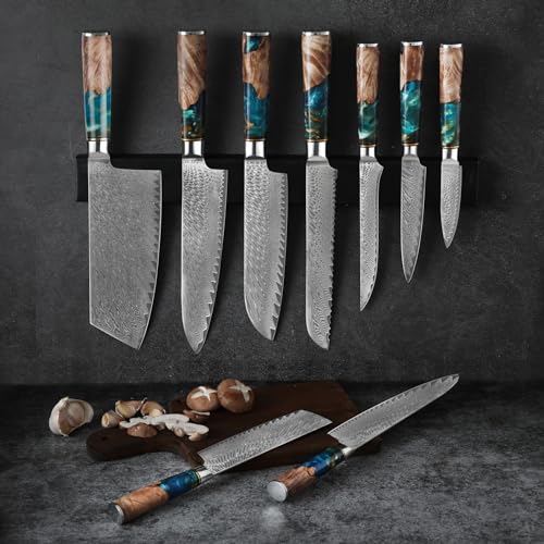 Set Cuchillos Cocina 9 Piezas Acero Damascus