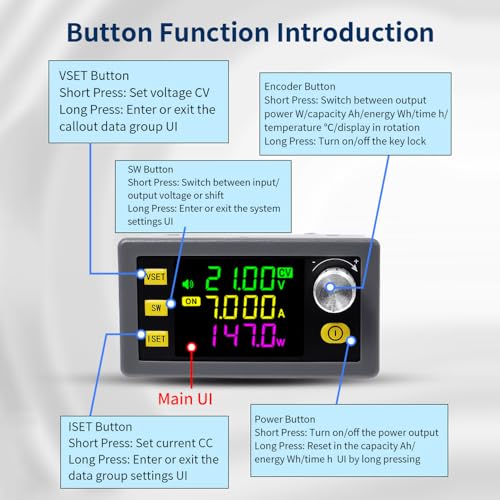 DC Adjustable Buck Boost Converter,Aideepen 150W Voltage Regulator 12V 24V DC 6-36V to 0-36V CC CV LCD Screen CNC Adjustment Used for Power Supply,LED Lighting,Solar Power Charging 5