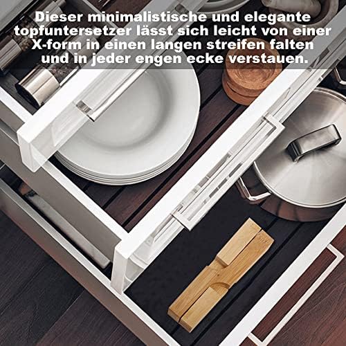 DURANTEY 2 PCS Folding Trivet Natural Bamboo Heat Insulation Pad Non-Slip Folding Pot Stand Collapsible Cross Heat Insulation Placemat Heat Protector for Kitchen Baking, Cup, Pot, Dishes, Plates