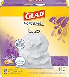 Glad ForceFlex Tall Kitchen Trash Bags, 13 Gallon, Gain Lavender, 140 Count (Package May Vary)