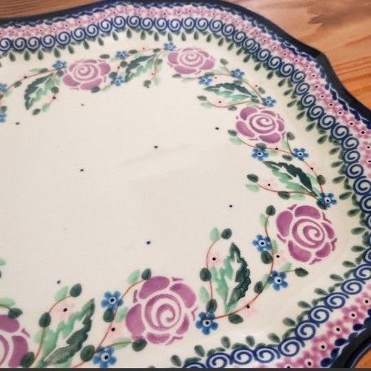 Amazon.co.jp: おしゃれなプレート 変形プレート 紫のバラ模様 ミレナ  