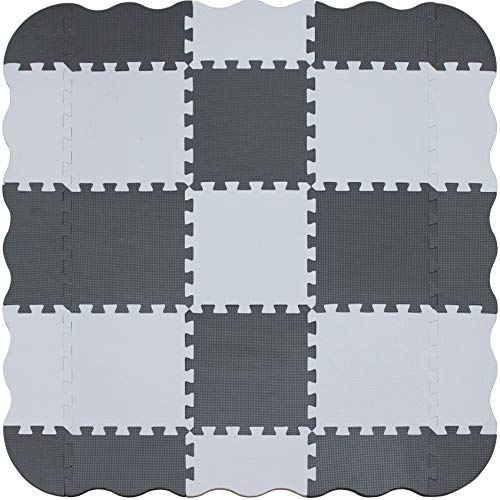 Mqiaoham Playmat Foam Play Tiles Interlocking Play Baby For Kids Floor Mats For Children Foam Playmats Jigsaw Mat Baby Puzzle Mat 9 Pieces Children Rug Crawl Mat White Grey Cdw101112B30109 #TOP1
