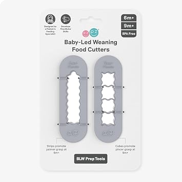 ezpz Baby-Led Weaning Food Cutters (2 pack in Pewter) - 6 / 9 Months + Food Prep for Infants