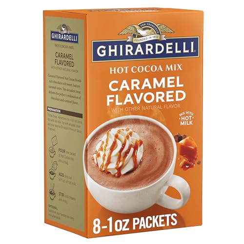GHIRARDELLI Caramel Flavored Hot Cocoa Mix, 8 oz Carton (8 Cartons)